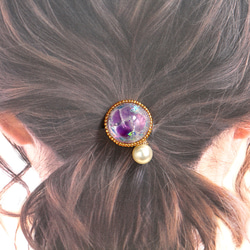 紫水晶樹脂+金珠【石感】全息髮膠黑色天然石寶石 第4張的照片