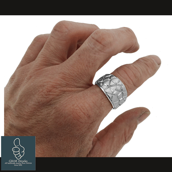 【幅広 重厚 存在感 抜群】壁デザインの指輪 ダイヤモンド艶消し シルバー925 イカツイ  シンプル クールビューティ 5枚目の画像