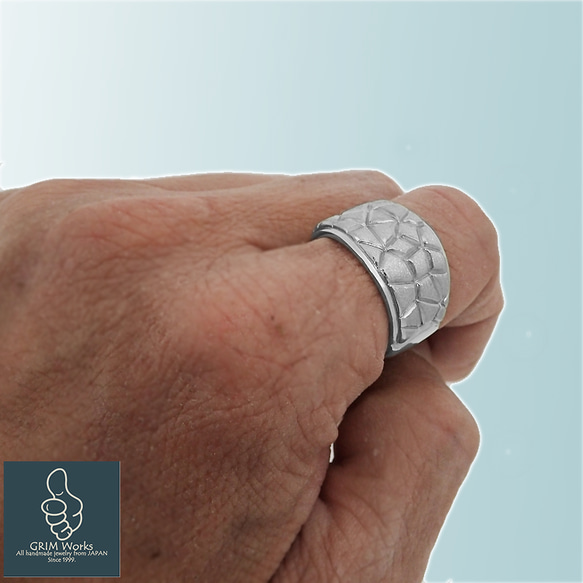 【幅広 重厚 存在感 抜群】壁デザインの指輪 ダイヤモンド艶消し シルバー925 イカツイ  シンプル クールビューティ 6枚目の画像