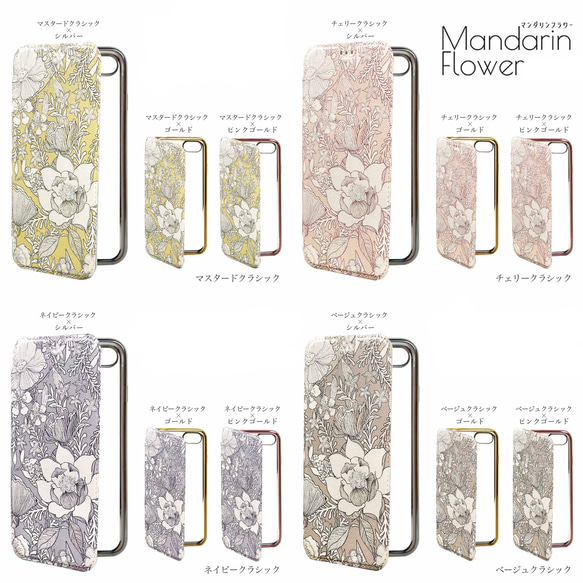 【ポイント10倍】 TPU 薄型 マンダリン 花柄 手帳型 スマホケース カバー ソフト オリジナルデザイン 送料無料 4枚目の画像