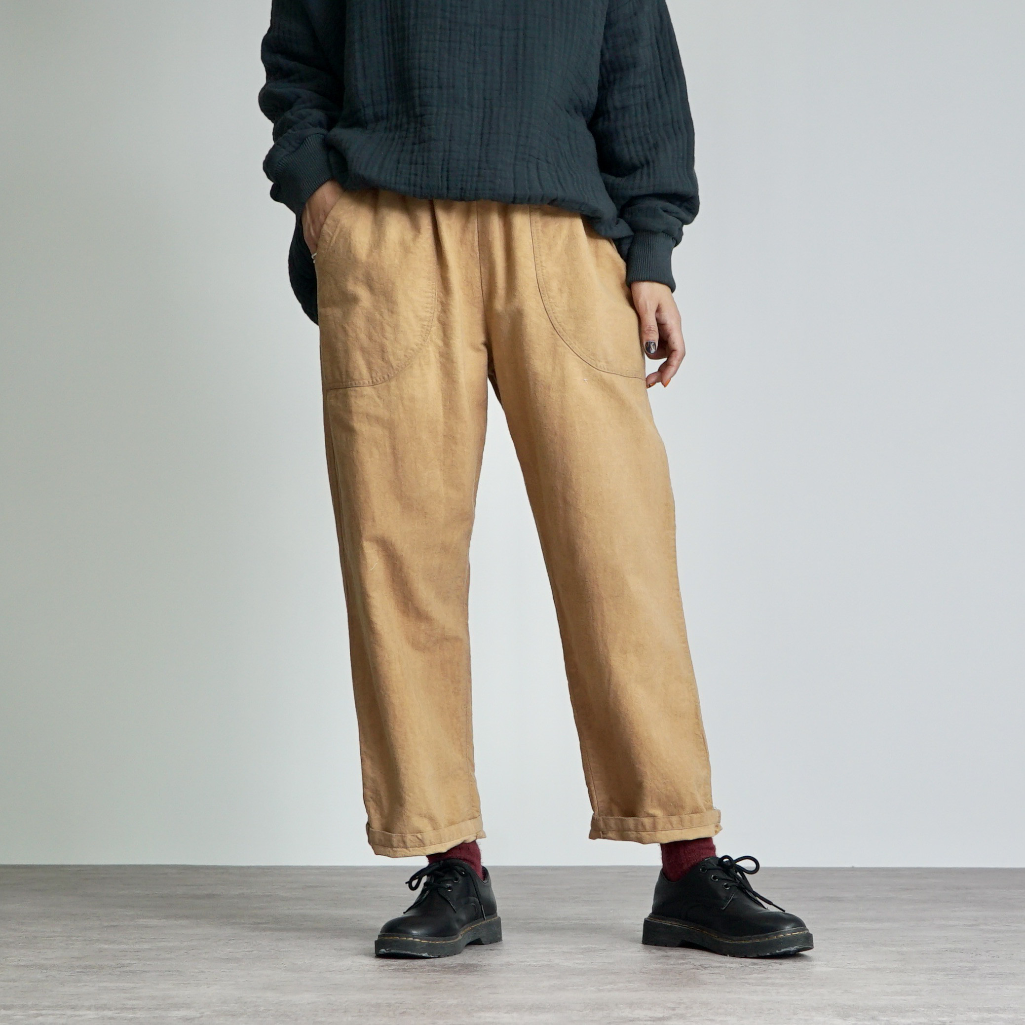 スッキリサルエルパンツ/ブラウン/三河織物