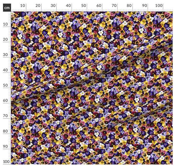パンジー ビオラ 花柄 オリジナル生地　生地 ハンドメイド素材 2枚目の画像