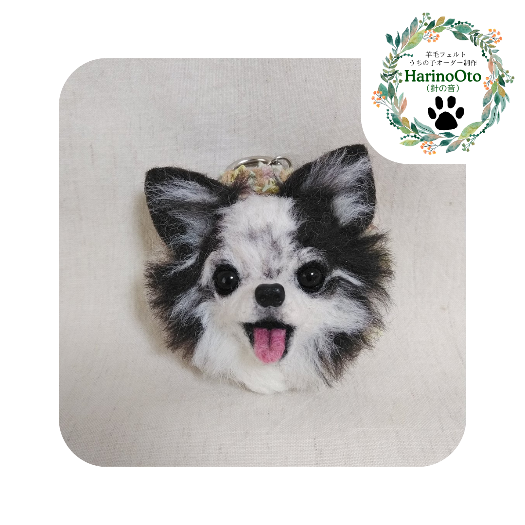 羊毛フェルト講師が作る【かご入りうちの子】ブローチキーホルダー《送料無料》犬猫うさぎ　オーダーメイド　チワワ　フレブル