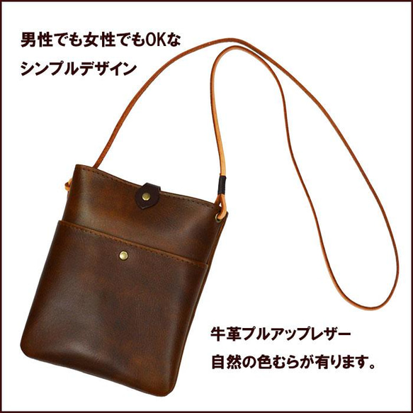 牛皮 Pochette 簡約迷你單肩斜掛深棕色 19030202 第4張的照片