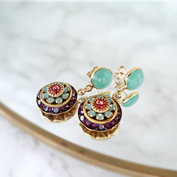 【再販日程未定】14KGF/ AQUA CHALCEDONY VINTAGE PURPLE GLASS EARRINGS 7枚目の画像