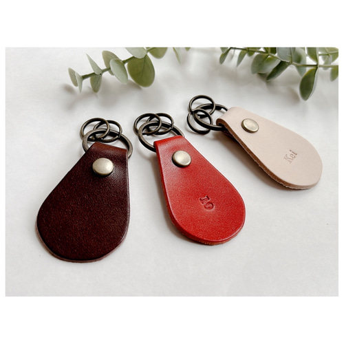 栃木レザー＊しずく型レザーキーホルダー 席札 プチギフト