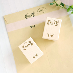 【選べるデザイン】「助けてー！」マスキングテープ貼られちゃったパンダはんこ（お手紙の封や手帳に♪） 2枚目の画像