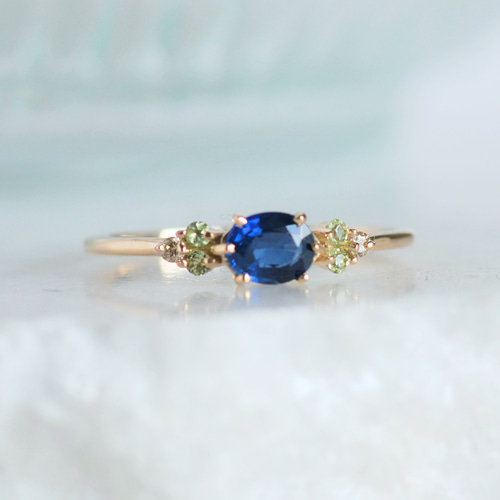 サファイア&ペリドットリング 9月誕生石 サファイア＆ペリドット カラーストーンリング【受注製作