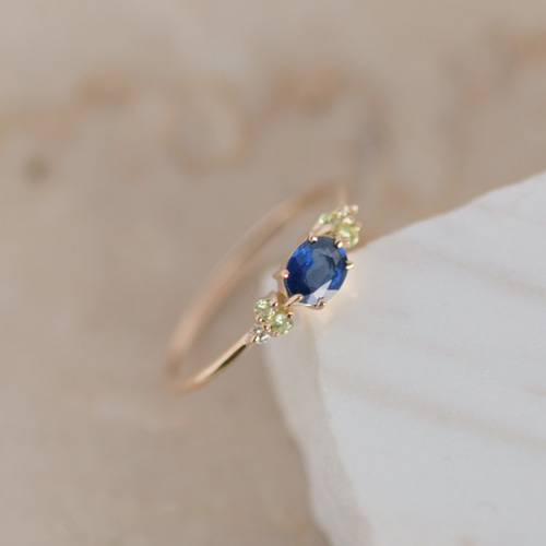 9月誕生石 サファイア＆ペリドット カラーストーンリング【受注製作