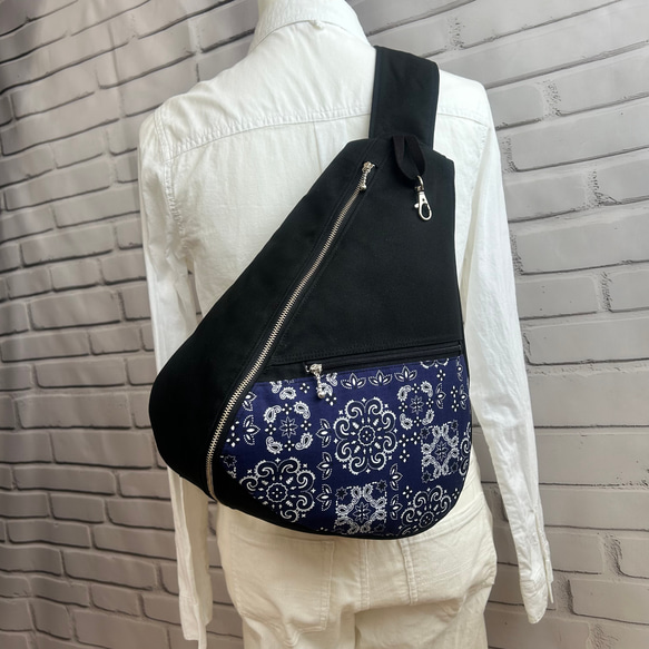 帯リメイクバッグ しずく型ボディバック ワンショルダー ハンドメイド