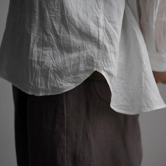 雅亜麻 linen shirt リネンシャツ リネンブラウス 60番手 ハンドワッシャー / 白色 t034a-wht1 9枚目の画像