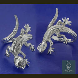 最上質 トカゲ の 指輪{銀のトカ1~30号OK 人気リング 宝石指定 両目に宝石 セット 蜥蜴 生命 躍動感 シルバー 3枚目の画像