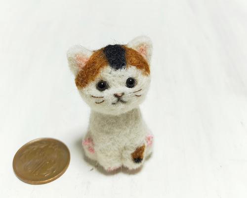 羊毛フェルト 猫 籠入り仲良し子猫ちゃん ねこ ネコ 羊毛