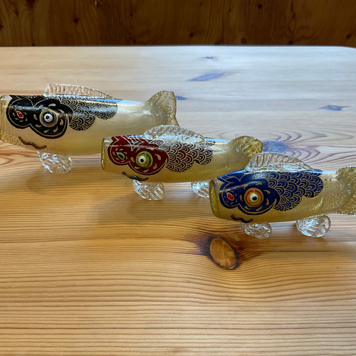 ガラス 鯉のぼり 親子セット 端午の節句 五月人形 その他置物 オバタ