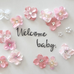 特集掲載＊M10＊welcome baby Flower＊マタニティフォト小物＊繰り返し貼るマタニティフォトシール 4枚目の画像