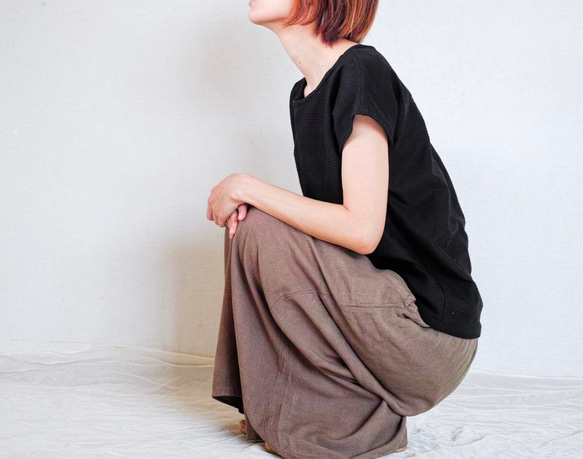 着心地のいいコットンニット*コーデしやすい万能カットソー＊　天然素材＊Tシャツ＊ドルマンスリーブ＊コットン＊ボーダー 13枚目の画像