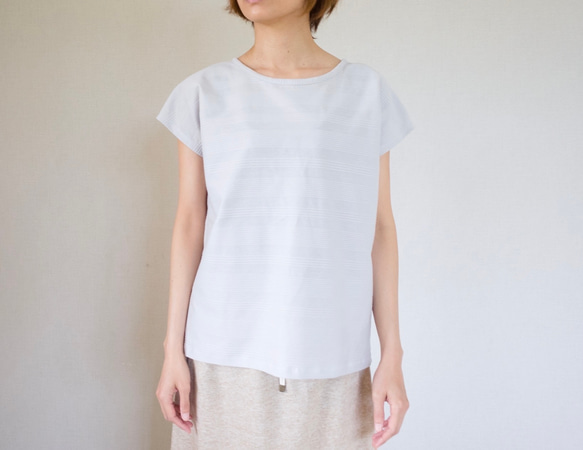 着心地のいいコットンニット*コーデしやすい万能カットソー＊　天然素材＊Tシャツ＊ドルマンスリーブ＊コットン＊ボーダー 7枚目の画像
