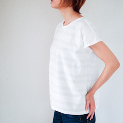 着心地のいいコットンニット*コーデしやすい万能カットソー＊　天然素材＊Tシャツ＊ドルマンスリーブ＊コットン＊ボーダー 2枚目の画像