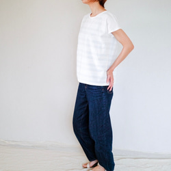 着心地のいいコットンニット*コーデしやすい万能カットソー＊　天然素材＊Tシャツ＊ドルマンスリーブ＊コットン＊ボーダー 3枚目の画像