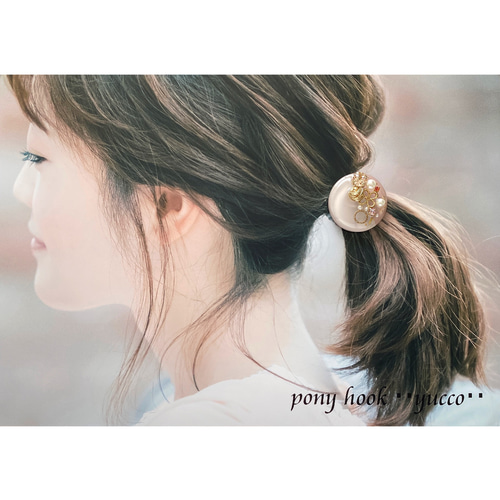 2002. 【大】レジンポニーフック・ヘアゴム・ブローチ（☆青い