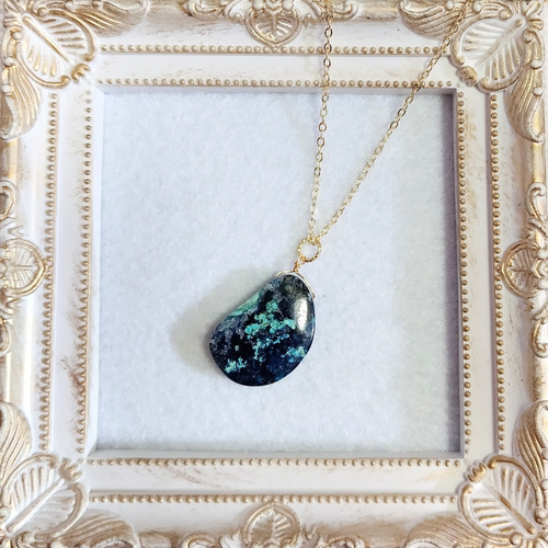 鳥観図的ペンダント：大粒クリソコラ ネックレス・ペンダント L  