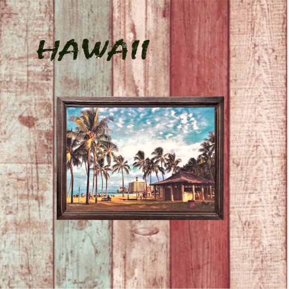 【送料無料】南国の風景☆HAWAII  No.441  フレーム付  A4サイズ 3枚目の画像