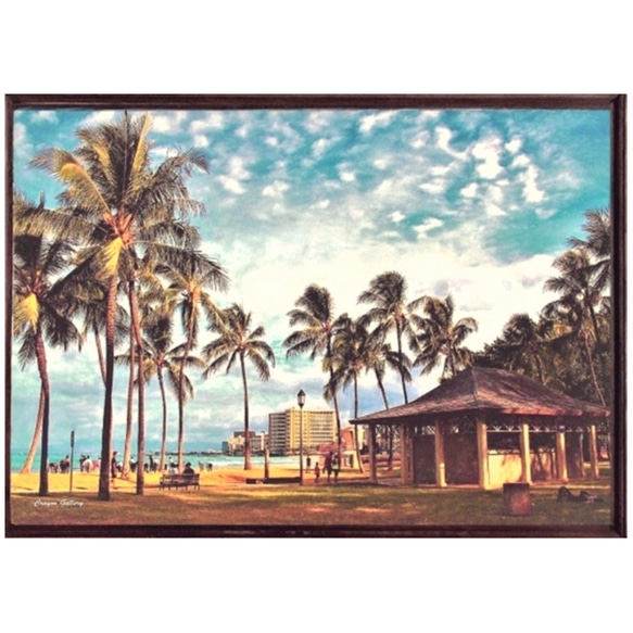 【送料無料】南国の風景☆HAWAII  No.441  フレーム付  A4サイズ 2枚目の画像