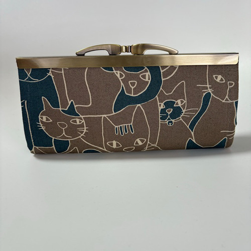 財布 がま口 長財布 がま口長財布 猫 ネコ カモフラ がま口 ちくわぱん