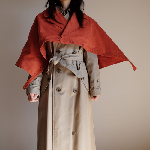 羊革トレンチロングコートボタンなし Sheep Leather Trench Coat