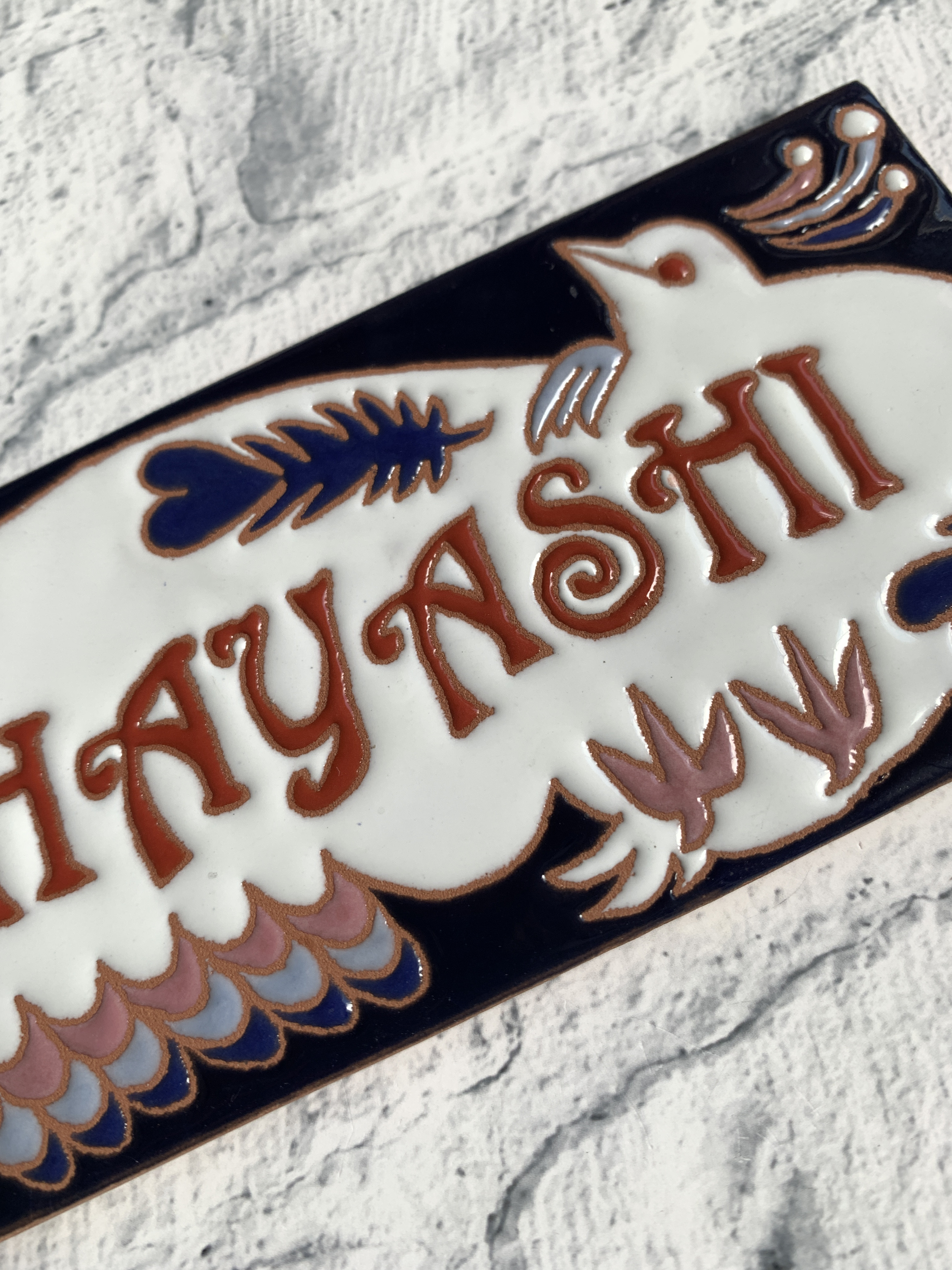 鳥のネームプレート＊ネイビーブルー(受注製作)