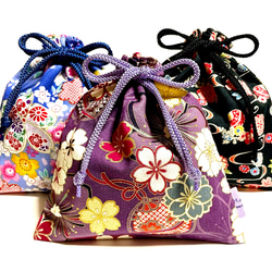 おしゃれ和柄巾着袋＊巾着袋かわいい花柄 3色3点セット③ 巾着袋