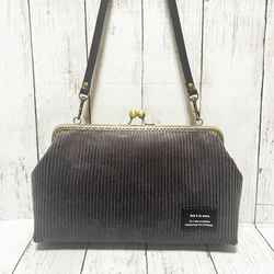 アラン織りニット柄 がま口 バッグ ショルダー紐付き ショルダーバッグ