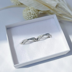 『世界にひとつのハワイアンリング』シルクマット 2連リング ステンレス クロス 刻印  ペアリング 結婚指輪 9枚目の画像