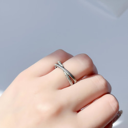 『世界にひとつのハワイアンリング』シルクマット 2連リング ステンレス クロス 刻印  ペアリング 結婚指輪 2枚目の画像