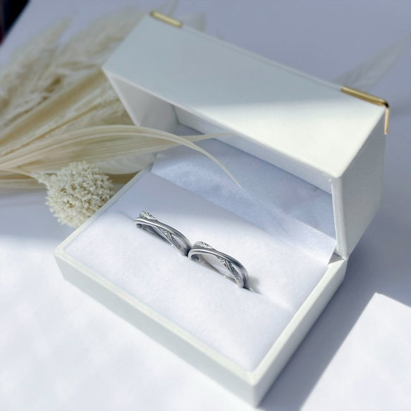 『世界にひとつのハワイアンリング』シルクマット 2連リング ステンレス クロス 刻印  ペアリング 結婚指輪 11枚目の画像