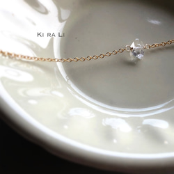 14KGF　ハーキマーダイヤモンドの一粒ブレスレット 9枚目の画像