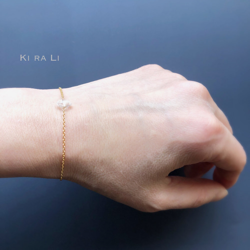 14KGF ハーキマーダイヤモンドの一粒ブレスレット ブレスレット