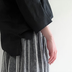 亞麻 3/4 套頭衫（黑色） 第2張的照片