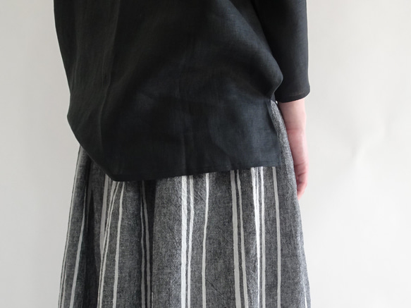 亞麻 3/4 套頭衫（黑色） 第3張的照片