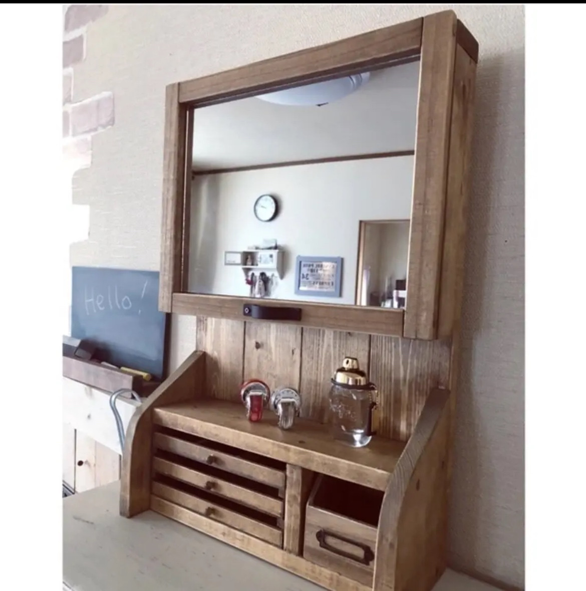 ■受注製作■ブラウン♪ミラーボックス♪アクセサリー収納♪横開きもOK