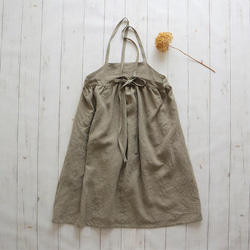 【受注制作】momo エプロンスカート 　Belgium linen 100% *glass beige 2枚目の画像