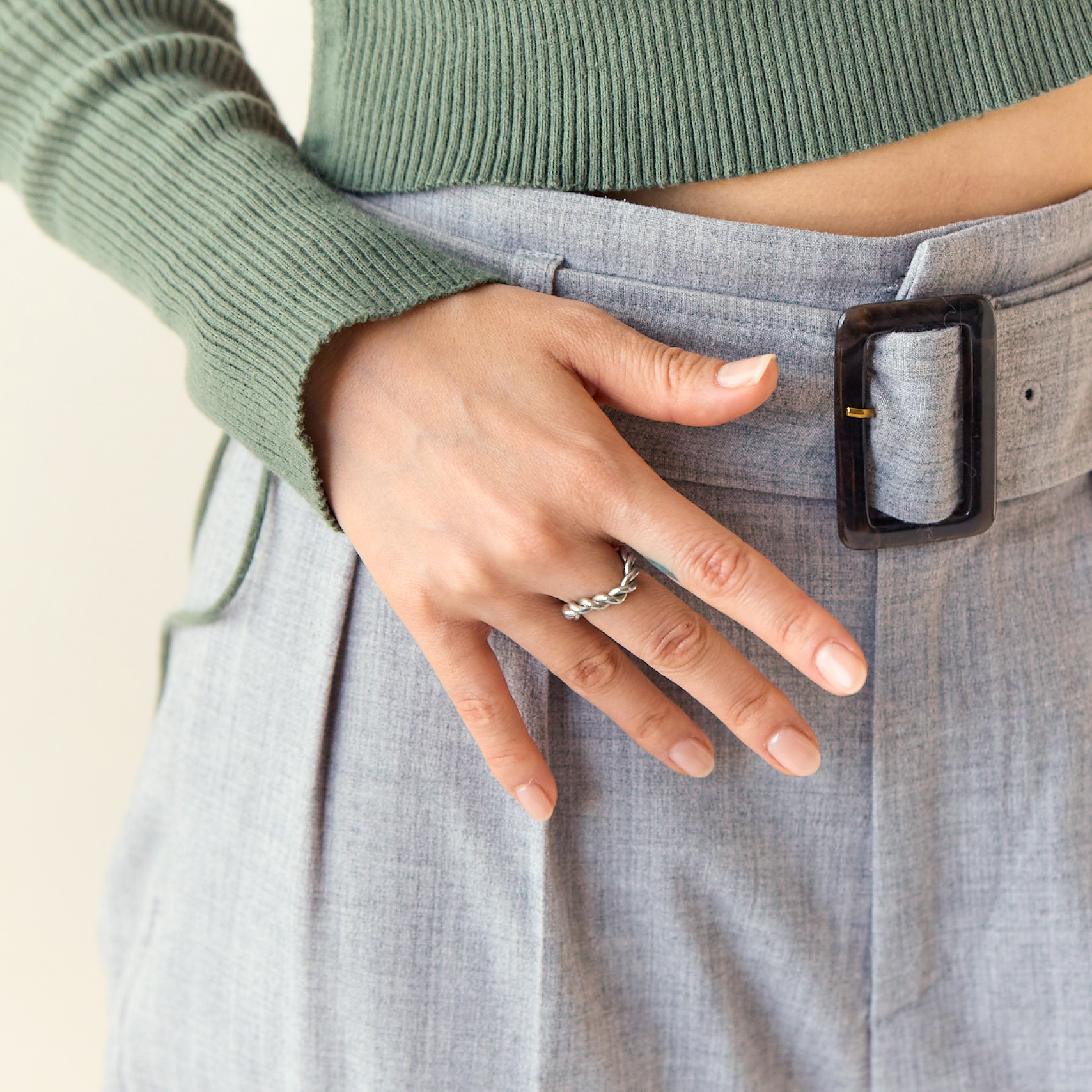 仁尾彫金『四つ星ブラックダイヤシルバー印台リング』ハンドメイド140  