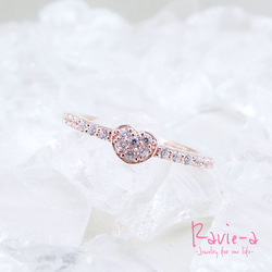 心型戒指粉紅金立方氧化鋯銀925密鑲戒指成人可愛女性精緻戒指 第4張的照片