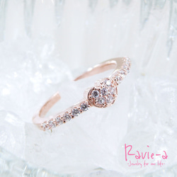 ハートリング ピンクゴールド キュービックジルコニア シルバー925 パヴェリング 大人可愛い フェミニン 華奢 指輪 3枚目の画像