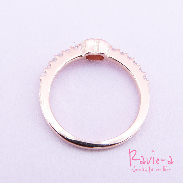 心型戒指粉紅金立方氧化鋯銀925密鑲戒指成人可愛女性精緻戒指 第11張的照片