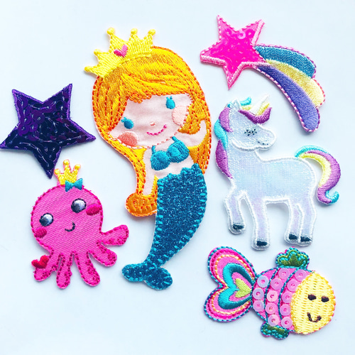 虹色ユニコーン 入園入学 ハンドメイド アップリケ 可愛い おしゃれ