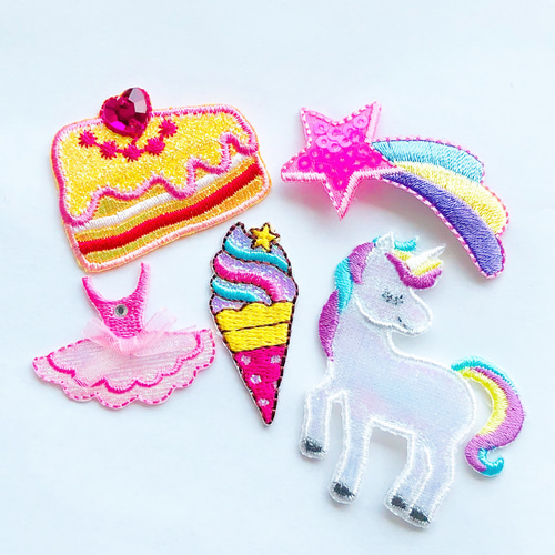 虹色ユニコーン 入園入学 ハンドメイド アップリケ 可愛い おしゃれ
