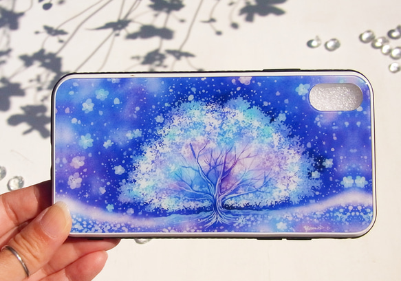 雪の花　ガラススマホケース【iphone14~8】 2枚目の画像