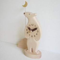 シロクマ君と月　卓上時計 2枚目の画像