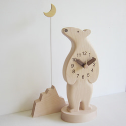 シロクマ君と月　卓上時計 3枚目の画像
